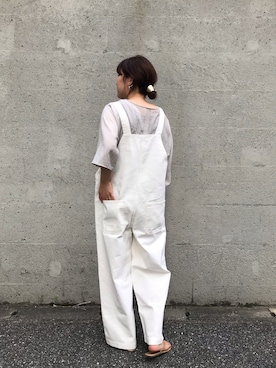 「DouDou（ドゥドゥ）のアイテム（サロペット/オーバーオール）」を使った、sakuraさん（レディース・165cm）の夏コーディネート