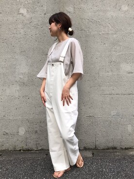 「DouDou（ドゥドゥ）のアイテム（サロペット/オーバーオール）」を使った、sakuraさん（レディース・165cm）の夏コーディネート
