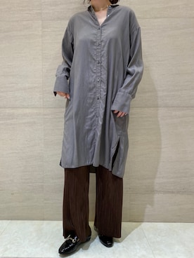 「Munich（ミューニック）のアイテム（シャツワンピース）」を使った、sakuraさん（レディース・165cm）の秋コーディネート