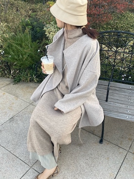 「秋のカフェオレコーデ」｜「アイテム（その他アウター）」を使った、sakuraさん（レディース・165cm）の冬コーディネート