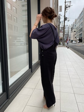 「DouDou（ドゥドゥ）のアイテム（サロペット/オーバーオール）」を使った、sakuraさん（レディース・165cm）の春コーディネート