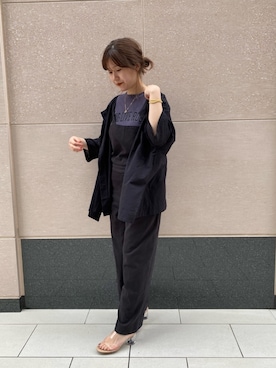 「DouDou（ドゥドゥ）のアイテム（サロペット/オーバーオール）」を使った、sakuraさん（レディース・165cm）の春コーディネート