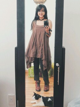 「BROWN」｜「アイテム（ブーツ）」を使った、Reishiさん（レディース・155cm）の秋コーディネート