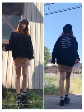 「フレアスリーブ」｜「アイテム（ハンチング/ベレー帽）」を使った、しょーんさん（レディース・166cm）の秋コーディネート