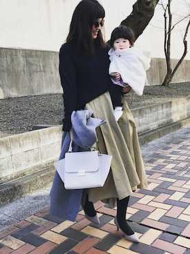 「DONOBAN（ドノバン）のアイテム（ハンドバッグ、ホワイト系）」を使った、utamama210さん（レディース・172cm）の冬コーディネート