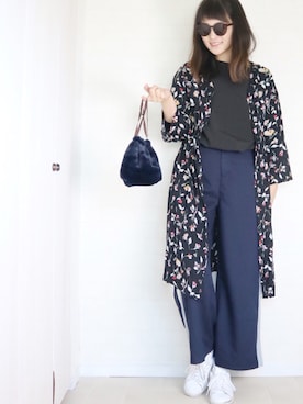 「ダイソーのアイテム（バッグ、ブルー系）」を使った、utamama210さん（レディース・172cm）の冬コーディネート