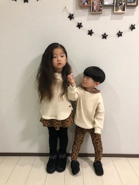 「アイテム（モカシン/デッキシューズ）」を使った、akiさん（キッズ・100cm）の秋コーディネート