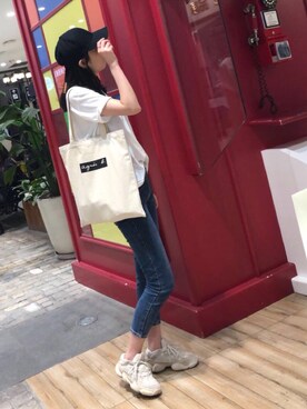 my all_さんの「【agnes b. pour ADAM ET ROPE'】TOTE BAG WITH BOX LOGO」を使ったコーディネート