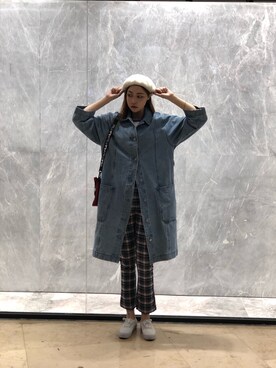 「UNIF（ユニフ）のアイテム（パンツ）」を使った、HwangJeongHeeさん（レディース・167cm）の秋コーディネート