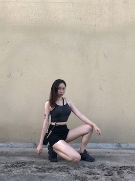 「Yeezy（イージー）のアイテム（その他シューズ）」を使った、HwangJeongHeeさん（レディース・168cm）の夏コーディネート