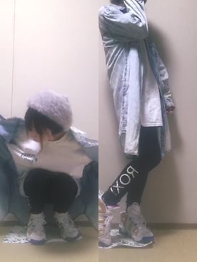 「ROXY（ロキシー）のアイテム（パンツ）」を使った、memecoco✶*°さん（レディース・146cm）の秋コーディネート