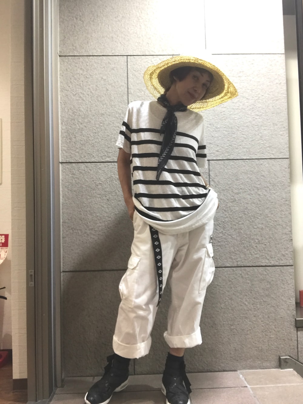 「夏のワントーンコーデ、夏コーデ、秋コーデ、夏セールで買いました、MSGM、EACH × OTHER」｜「EACH×OTHERのアイテム（Tシャツ/カットソー、ホワイト系）」を使った、MizueTakahashiさん（レディース・165cm）の夏コーディネートの1枚目の写真
