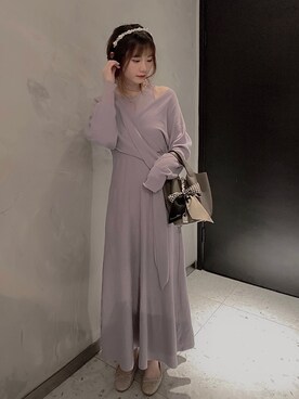 「通勤穿搭」｜「アイテム（ワンピース/ドレス）」を使った、吃香香さん（レディース・157cm）の冬コーディネート
