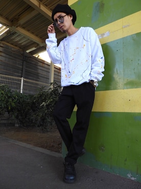 「BEN DAVIS（ベンデイビス）のアイテム（スウェット）」を使った、HIROさん（メンズ・165cm）の春コーディネート