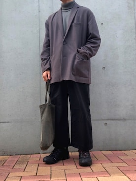 「CABANE de ZUCCa（カバンドズッカ）のアイテム（パンツ）」を使った、まりふくさん（メンズ・163cm）の秋コーディネート