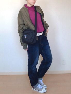 「INGNI（イング）のアイテム（MA-1）」を使った、𝔸𝕤𝕒𝕞𝕚.さん（レディース・157cm）の冬コーディネート