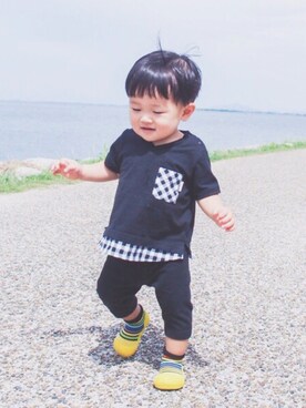 「スキップランド（スキップランド）のアイテム（T Shirts、ブラック系）」を使った、hayasuke04さん（キッズ・90cm）の秋コーディネート