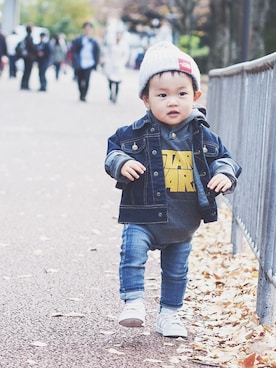 「BUDDY Lee（バディーリー）のアイテム（ジャケット/アウター）」を使った、hayasuke04さん（キッズ・80cm）の秋コーディネート