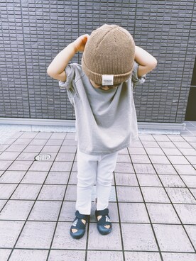 「no brand（ノーブランド）のアイテム（T Shirts、ホワイト系）」を使った、hayasuke04さん（キッズ・90cm）の秋コーディネート