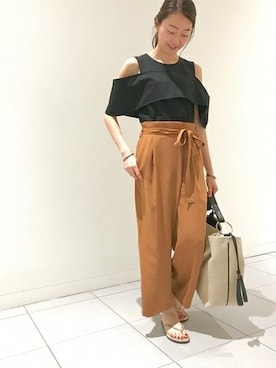 「ウエストイン」｜「アイテム（ビーチサンダル）」を使った、miyuuさん（レディース・158cm）の夏コーディネート