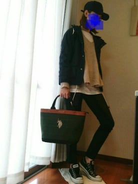 「アイラブCONVERSE」｜「アイテム（マウンテンパーカー）」を使った、manpukumiiさん（レディース・166cm）の秋コーディネート