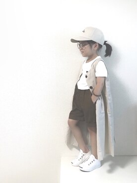 「Lee（リー）のアイテム（Tシャツ/カットソー）」を使った、accaさん（キッズ・100cm）の夏コーディネート