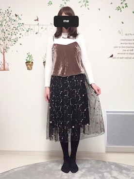 「ベロアキャミ」｜m a r i *さん（レディース・170cm）の冬コーディネート