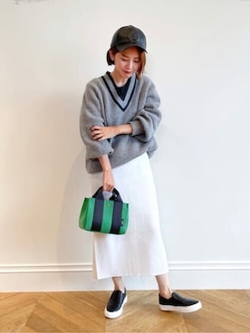 「ミニトート」｜「アイテム（スリッポン）」を使った、tanakaさん（レディース・159cm）の冬コーディネート
