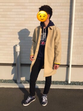 「GAP（ギャップ）のアイテム（トレンチコート）」を使った、ばっしーさん（メンズ・171cm）の冬コーディネート