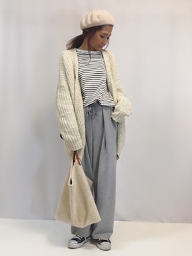 「Another Edition（アナザーエディション）のアイテム（ハンチング/ベレー帽）」を使った、kayoさん（レディース・164cm）の冬コーディネート