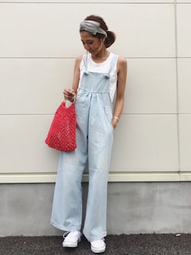 「TODAYFUL（トゥデイフル）のアイテム（サロペット/オーバーオール）」を使った、kayoさん（レディース・164cm）の夏コーディネート