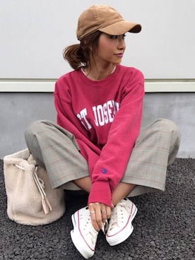 「CANAL JEAN（キャナルジーン）のPt(ピーティー) カシューピアス（ピアス（両耳用））」を使った、kayoさん（レディース・164cm）の秋コーディネート