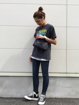 「TODAYFUL（トゥデイフル）のポケットナイロンサコッシュ（ボディバッグ/ウエストポーチ）」を使った、kayoさん（レディース・164cm）の春コーディネート