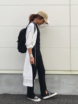 「RED CHOP WORKS（レッドチョップワークス）のアイテム（パンツ）」を使った、kayoさん（レディース・164cm）の夏コーディネート
