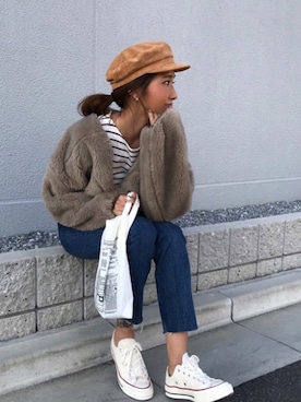 「RED CHOP WORKS（レッドチョップワークス）のアイテム（ジャケット/アウター）」を使った、kayoさん（レディース・164cm）の冬コーディネート