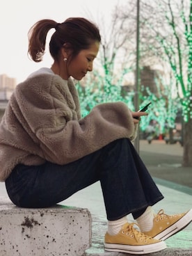 「RED CHOP WORKS（レッドチョップワークス）のアイテム（ジャケット/アウター）」を使った、kayoさん（レディース・164cm）の冬コーディネート