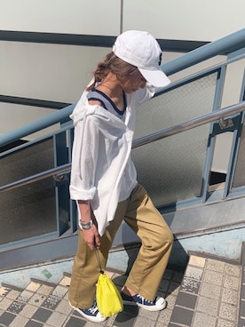 「THE SHINZONE（ザ　シンゾーン）のアイテム（キャップ）」を使った、kayoさん（レディース・164cm）の春コーディネート