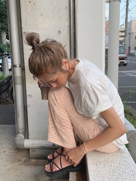 「柄パンツ」｜kayoさん（レディース・164cm）の夏コーディネート