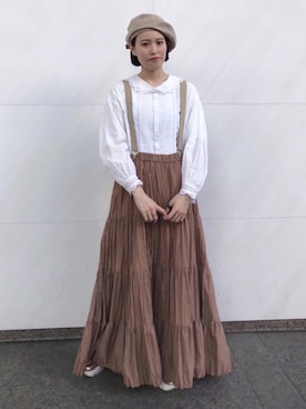「VINTAGE（ヴィンテージ）のアイテム（シャツワンピース）」を使った、__Lilicatさん（レディース・152cm）の冬コーディネート