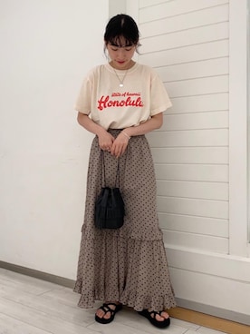 「FUNG（ファング）のアイテム（トップス）」を使った、阪本（sakamoto）さん（レディース・161cm）の夏コーディネート