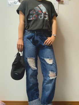 「Doublefocus（ダブルフォーカス）のアイテム（パンツ）」を使った、ぱぁさん（レディース・161cm）の夏コーディネート