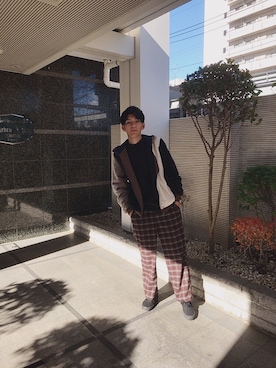 「go slow caravan（ゴースローキャラバン）のアイテム（その他アウター）」を使った、波琉(はる)さん（メンズ・175cm）の冬コーディネート