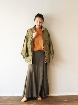 「カラーTシャツ」｜「アイテム（ジャケット/アウター）」を使った、keikoさん（レディース・159cm）の春コーディネート
