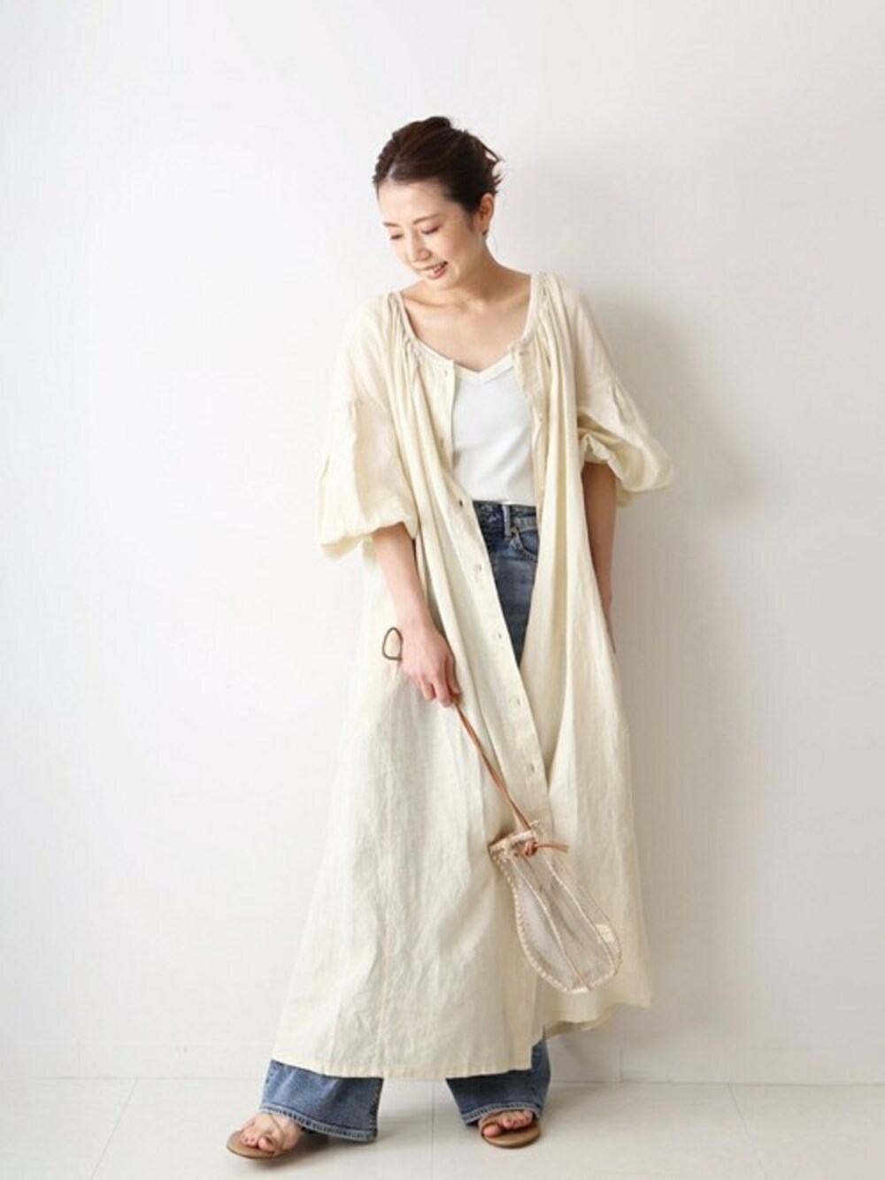 plage（プラージュ）の「Linen ボリュームスリーブワンピース