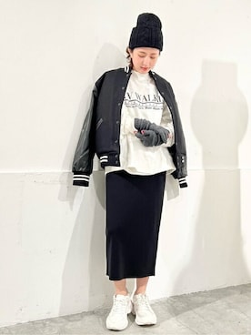 「アイテム（スタジャン）」を使った、keikoさん（レディース・159cm）の秋コーディネート