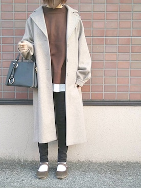 「notch.（ノッチ）のアイテム（ステンカラーコート）」を使った、rimaさん（レディース・160cm）の冬コーディネート