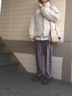 「NICE CLAUP（ナイスクラップ）のアイテム（ダウンジャケット/コート）」を使った、rimaさん（レディース・160cm）の冬コーディネート
