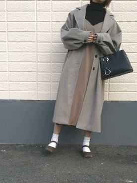 「notch.（ノッチ）のアイテム（ステンカラーコート）」を使った、rimaさん（レディース・160cm）の冬コーディネート