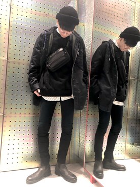 「DIESEL（ディーゼル）のアイテム（シャツ/ブラウス）」を使った、Hanedaさん（メンズ・181cm）の冬コーディネート