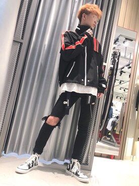 「DIESEL（ディーゼル）のアイテム（ナイロンジャケット）」を使った、Hanedaさん（メンズ・181cm）の春コーディネート
